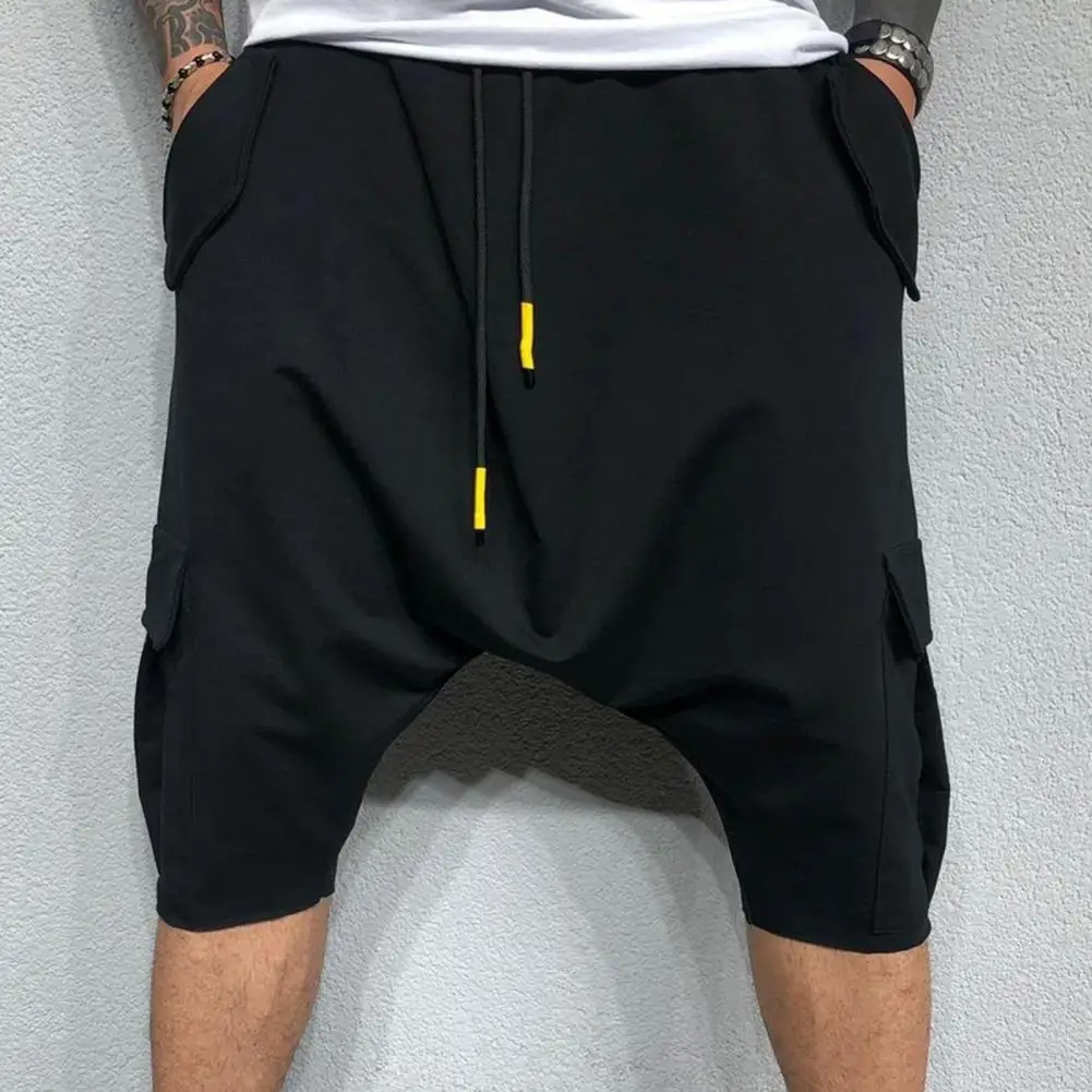 Harem Pants Adjustable Micro-elastic Soft Cotton Blend Low Crotch Cargo Trousers for Summer Casual Elastic Low Crotch Pants