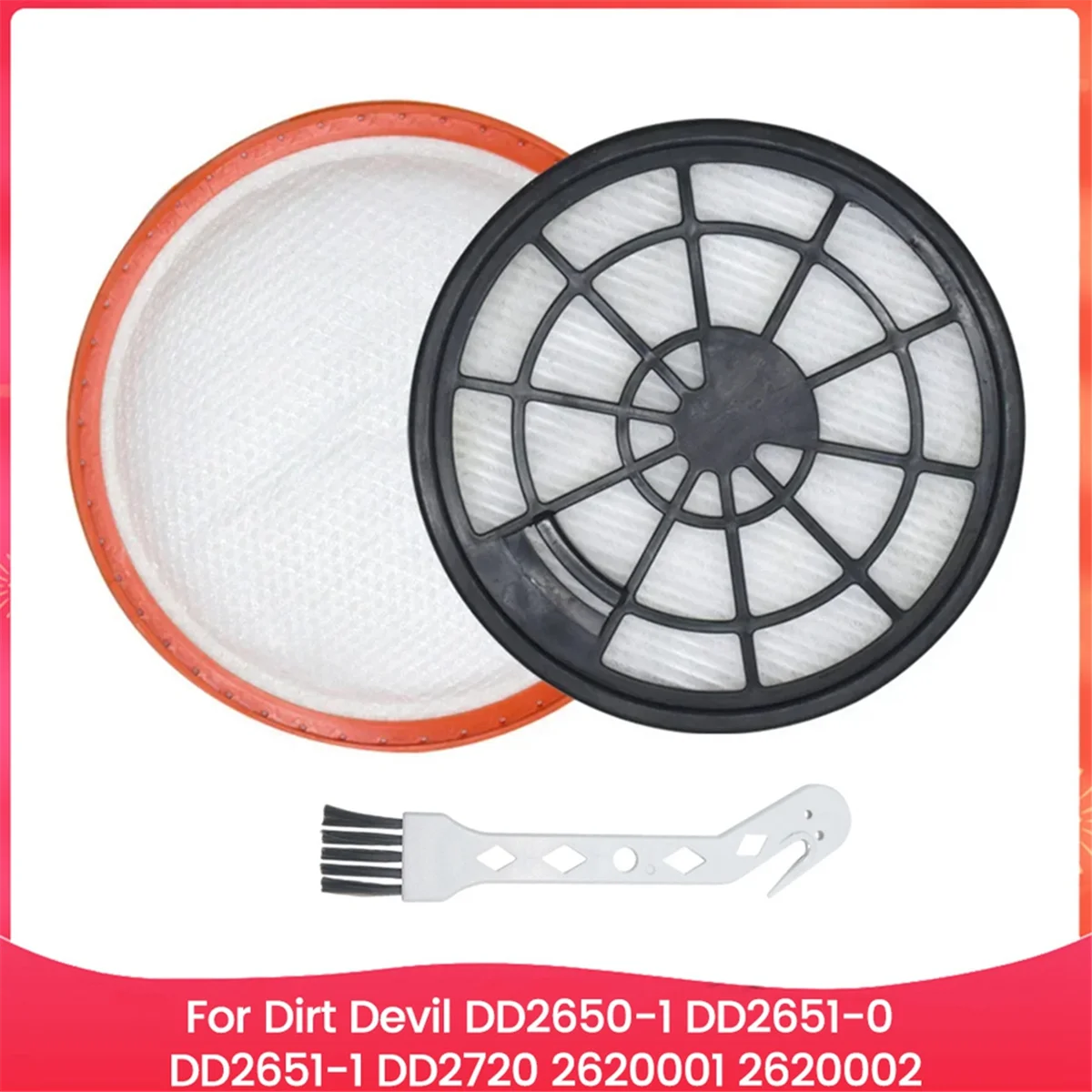 Juego de filtros para Dirt Devil DD2650-1,DD2651-0,DD2651-1,DD2720 2620001 , 2620002   Herramienta de limpieza de piezas de robot aspirador