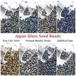 Uniform 11/0 Japanese Seed Beads 1.6mm Matte Metallic Glass SeedBeads for Jewelry Making DIY Sewing Accessory 2000pcs/tube