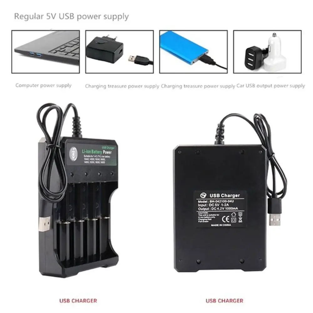 

220V Dual Li-ion Battery 18650/18500/16340/14500/26650 Smart Charging USB Charger For 18650 Charging 4 Slot Battery Charger