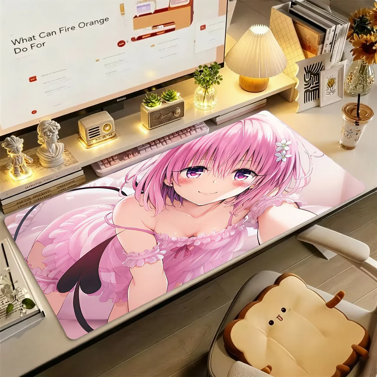 Großes Gaming-Mauspad, rutschfeste, genähte Kanten aus weichem Gummi, für LOVE-Ru Momo, erweitertes Schreibtischpad für den Einsatz im Büro und zu Hause