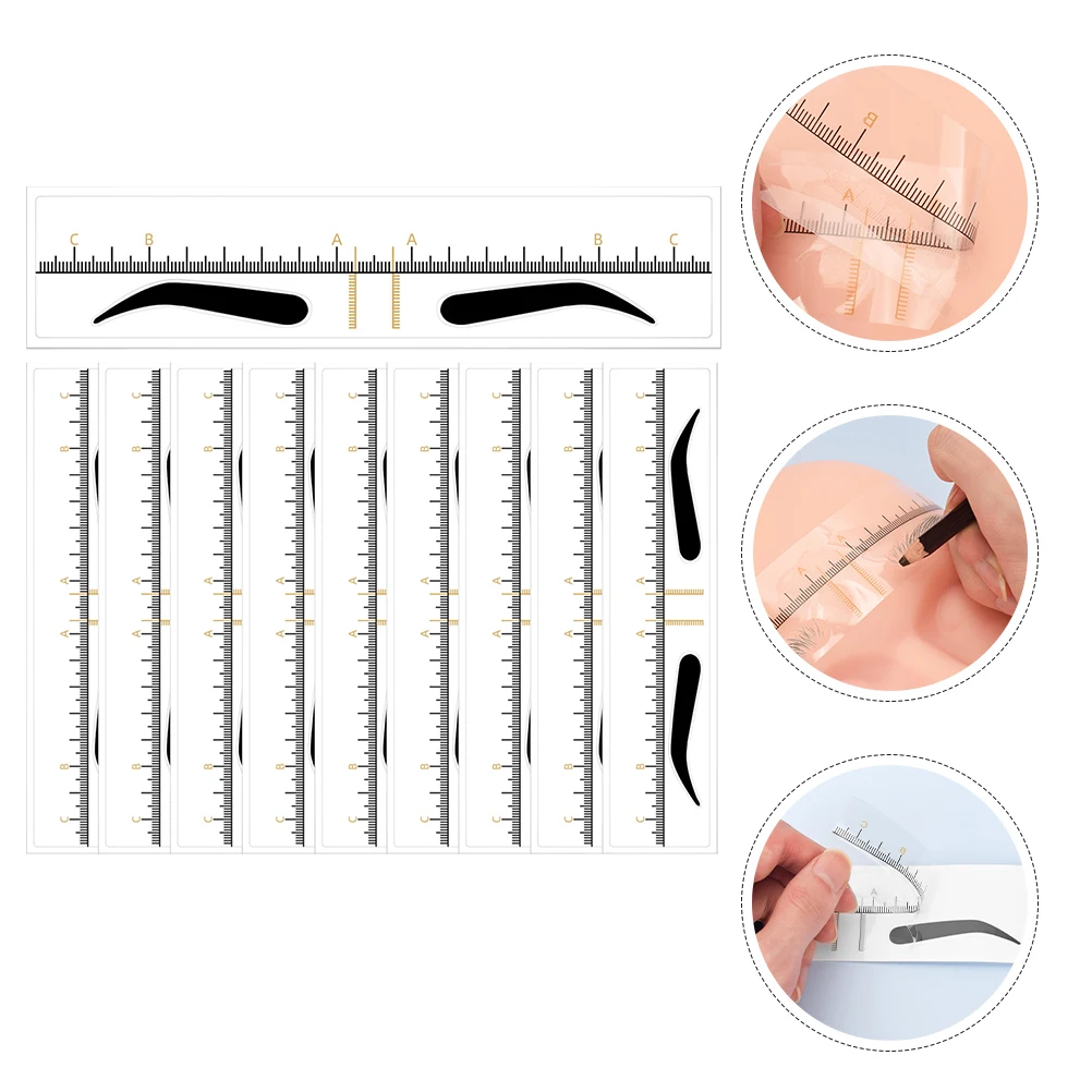 

10pcs Eyebrow Stencil Ruler Makeup Tool Guide Template For Symmetrical Brows Diy Shaping Measuring Tool Brow Shaping Ruler