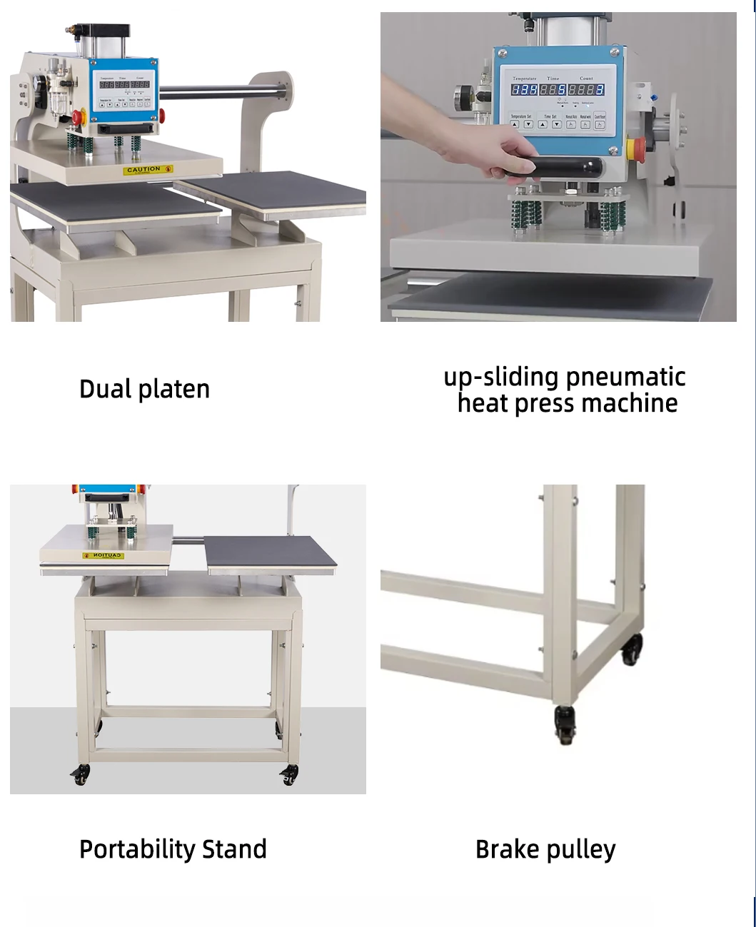Pneumatic Heat Press Machine 16" X 24" Up-Sliding Dual-Platen T-shirt Heat Transfer Home DIY Auto Modes ＆ Safe Digital Control