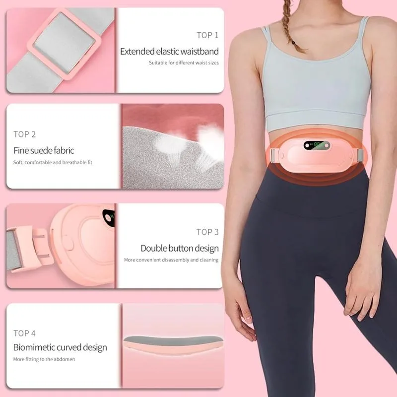 Almofada Térmica GMOX para Mulheres, Alívio de Cólicas Menstruais, 3 Modos de Calor e Massagem, Cinto Térmico Portátil Sem Fio Branco