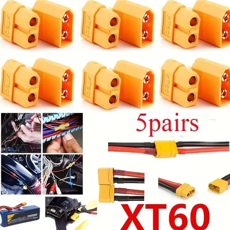 5 Pairs 10pcs XT60 Connector XT60 Male Female Bullet Connectors Power Plugs for RC Lipo Battery Motor XT60 Drone Connectors