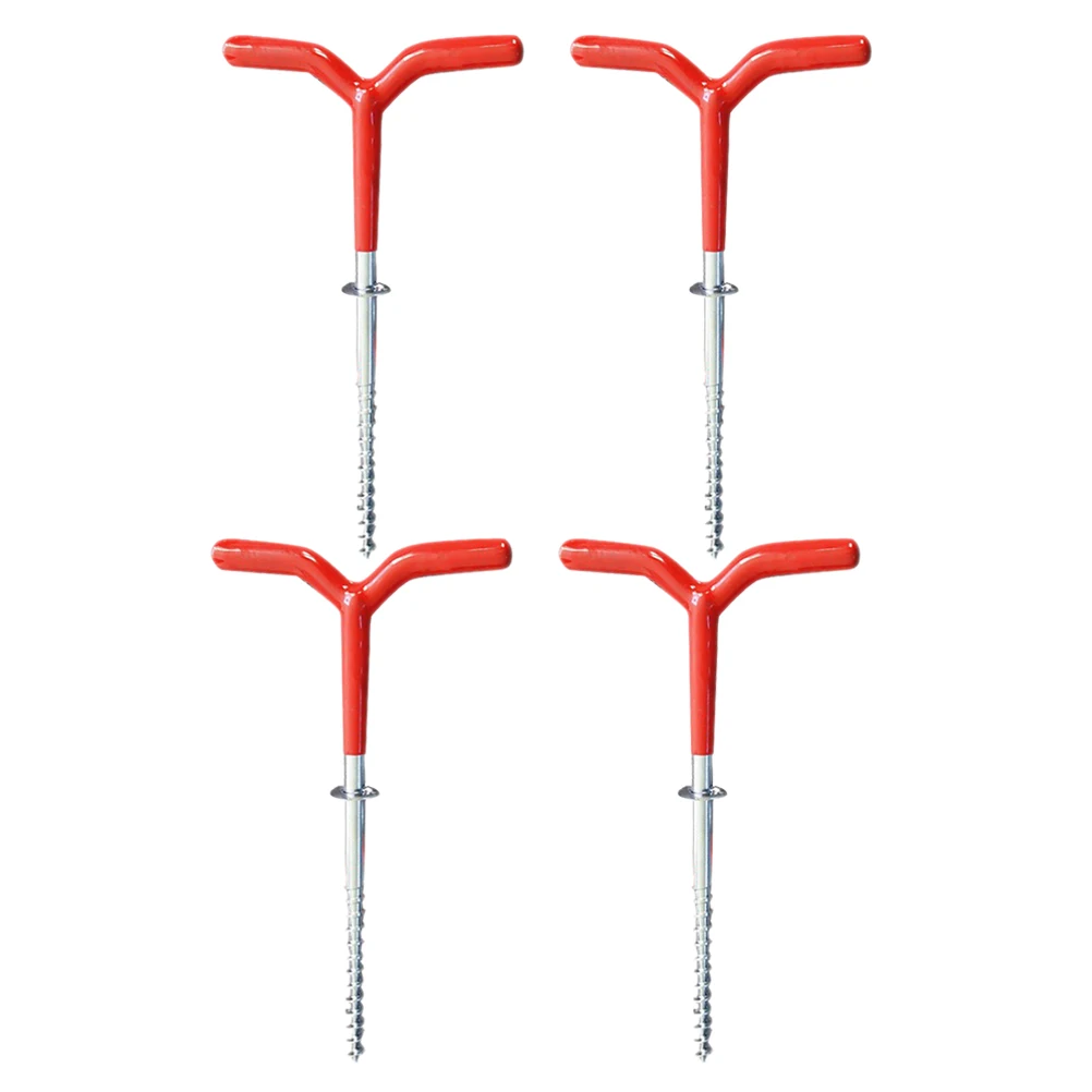 

4pcs Ice Nail Fixer Metal Rubber Durable Camping Stakes Tent Pegs Spiral Stake Portable Screw Ground Beach Outdoor