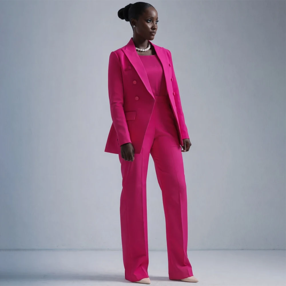 

Customzied Women's Suits Elegant Evening Double Breasted Peak Lapel Blazer Fashion 2 Piece Jacket Pants Full Sets Outfits