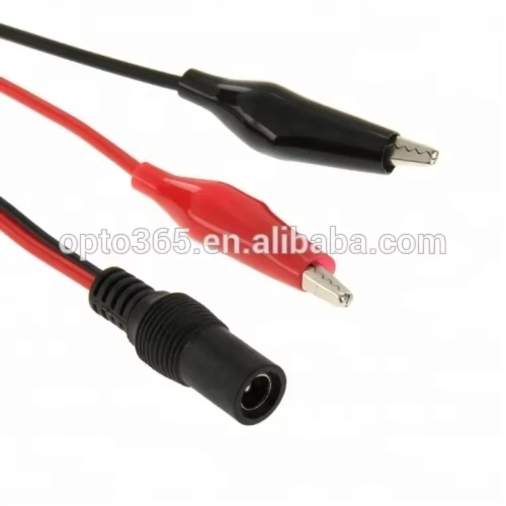 Zwart Rood Alligator Clip naar DC Plug Adapter Kabel 5.5 MM x 2.5 MM Jack Connector voor Oplader Emmer
