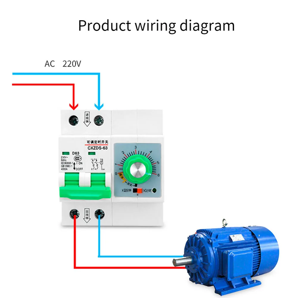 Mechanical Adjustable Timer Switch 63A 13000W With Memory Function 1 Min To 6 H Range Rail Mounted Circuit Breaker Timer Switch