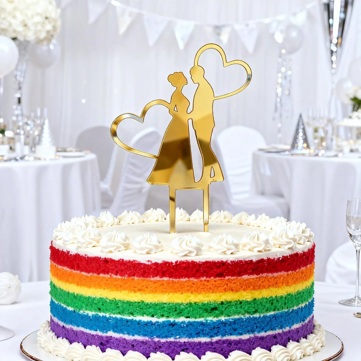 1 Stück Acryl-Paar-Kuchenaufsatz für Hochzeitstag, Valentinstag, Hochzeitsdekoration - Kuchendekoration mit Herz-Design – Detail 5