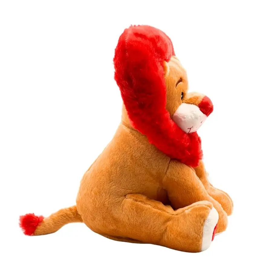 Schuur Leeuwenhart Geanimeerde Valentijnsdag Rode Leeuw Gevulde Hartvormige Dierenknuffel, Dansen en Lichten om mee te komen en je liefde krijgt