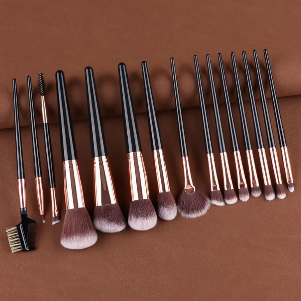15 pz/set Strumento di Trucco Pennelli per Trucco Kit Cosmetici Viso Bronzer Liner Pennello per Sopracciglia Contorno Pennello per Sopracciglia di Bellezza Lady
