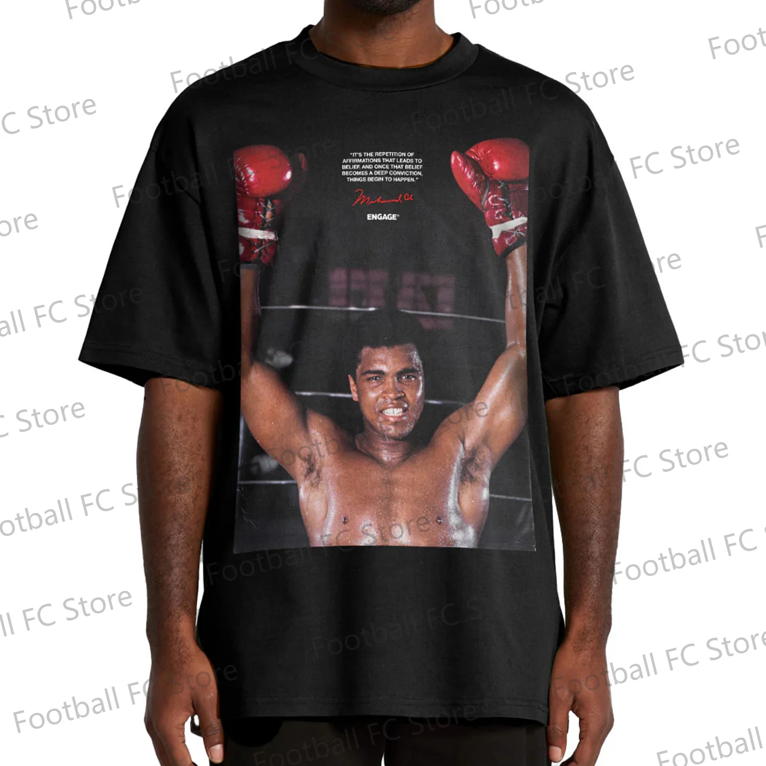 2024 New Arriavl Summer Free Sparring Muhammad Ali \'Champion\' Supporter T-Shirt Oversized Cotton Boxing Jersey