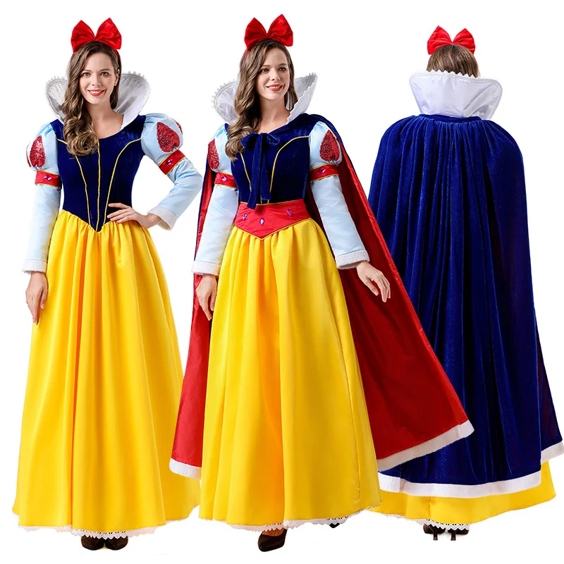 

Anime Classic Fairy Tale Snow White Princess Costume for Women Girl Birthday Party Outfit Halloween Fancy Party Dress