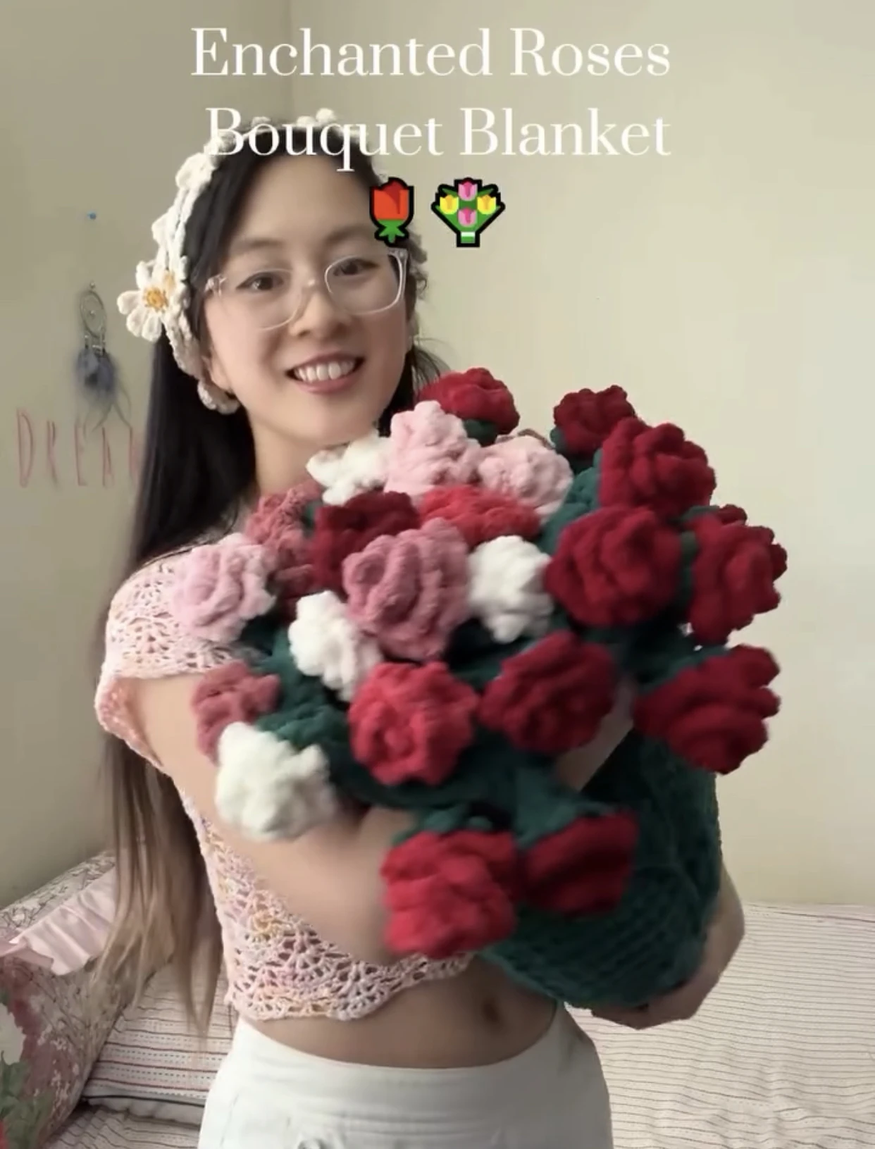 

Weaver House Handwoven Yarn Crochet DIY Flower Blanket Material Pack Finished Product Storage Rose Sunflower