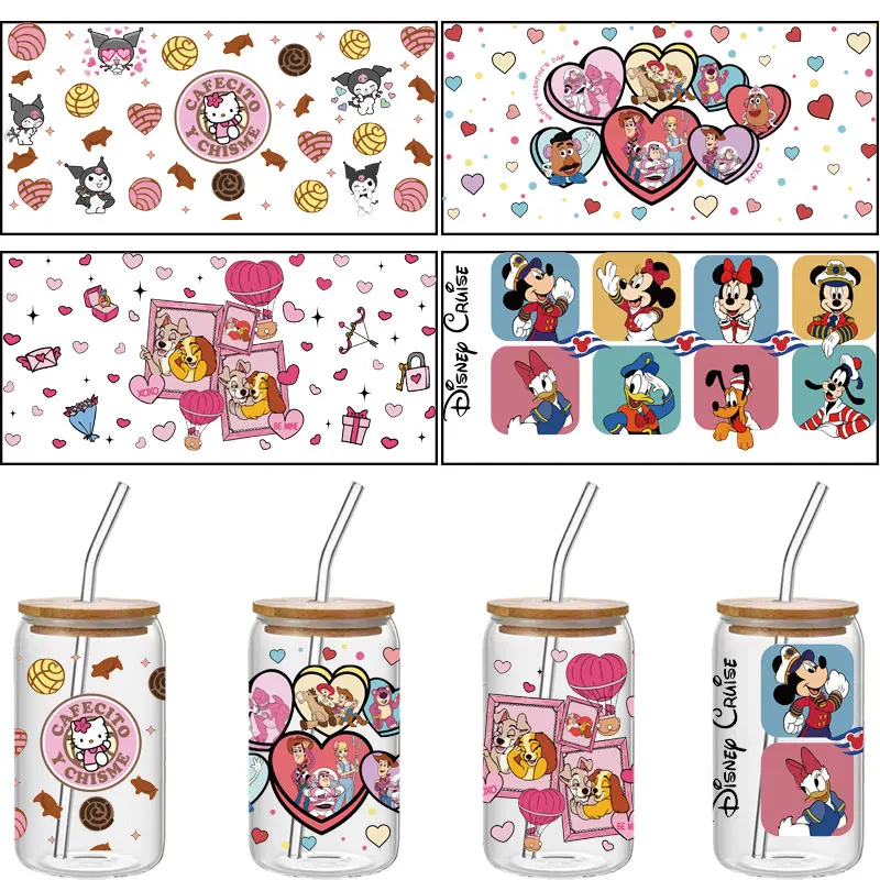 

Disney UV DTF Cup Wrap Transfer Stickers for Glass, Decal Stickers for 16OZ Libbey Glass Cups Furniture Craft Wood DIY Crafts