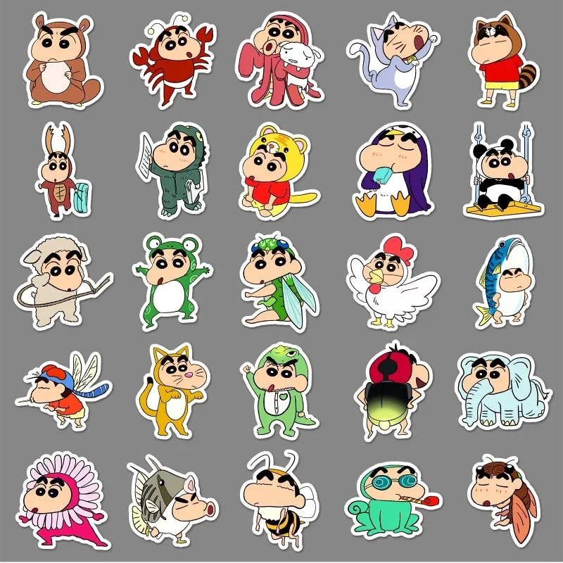 50pcs Anime Crayon Shinchan Stickers Cartoon Stickers Toy Laptop Motorcycle Suitcase Sticker Kids Christmas Birthday Party Gift