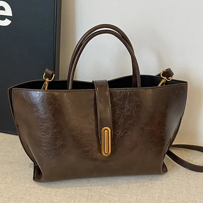 

Ретро-сумка через плечо для женщин, вместительная, модная, повседневная, для работы, осенне-зимняя, универсальная, простая, стильная