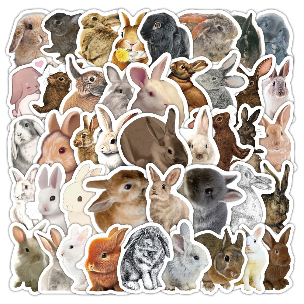 10/60Pcs Cute Cartoon Rabbit Stickers for Journal Decoration Expression Rabbit Stickers for Kids Learning Scrapbooking DIY Decor