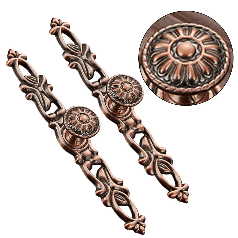 Red Bronze Retro Door Handles for Cabinets and Drawers Vintage Style Pulls Designed for Durable Use and Stylish Home Interiors