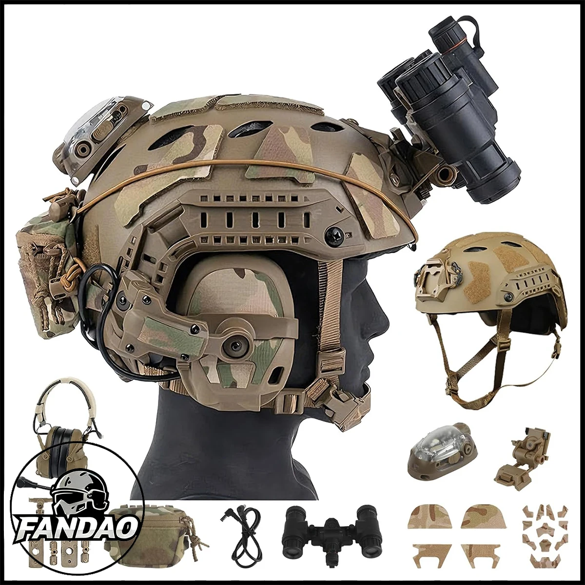 

Регулируемый тактический шлем с ночным видением, сигнальной подсветкой и гарнитурой для страйкбола, пейнтбола, военных игр и тактического снаряжения