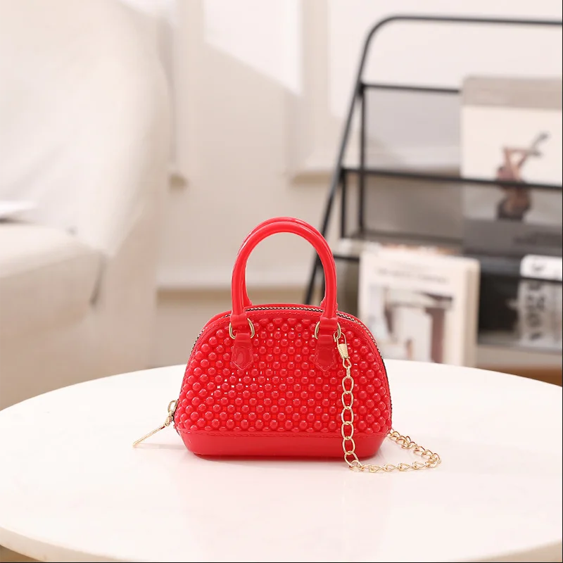 Summer Jelly Clear Bag Women Girls Beach Shell Coin Purse Handbags Chain Crossbody Shoulder Bags Girls Casual Top Handle Bag