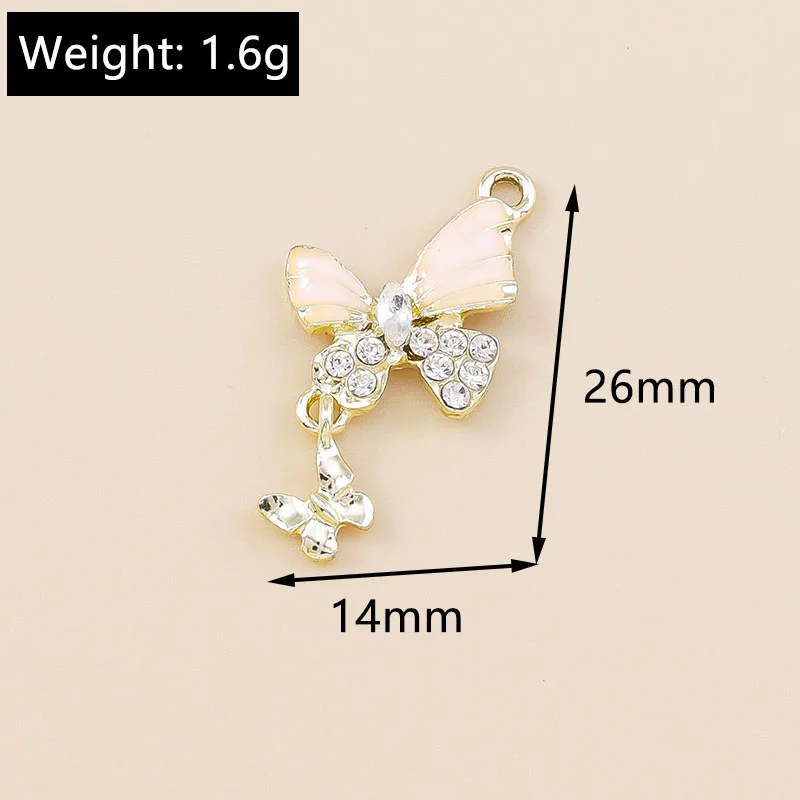 Leslie 10 Stück hübsche Strass-Kristall-Schmetterlings-Charms für Damen, Halskette, Armband, Ohrringe, DIY-Schmetterlings-Anhänger, Zubehör – Detail 1