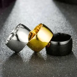 SOHOT  Titanium Steel Round Wide Version Glossy Rings Jewelry For Men Simple Punk Fashion Party Travel Gift Wholesale