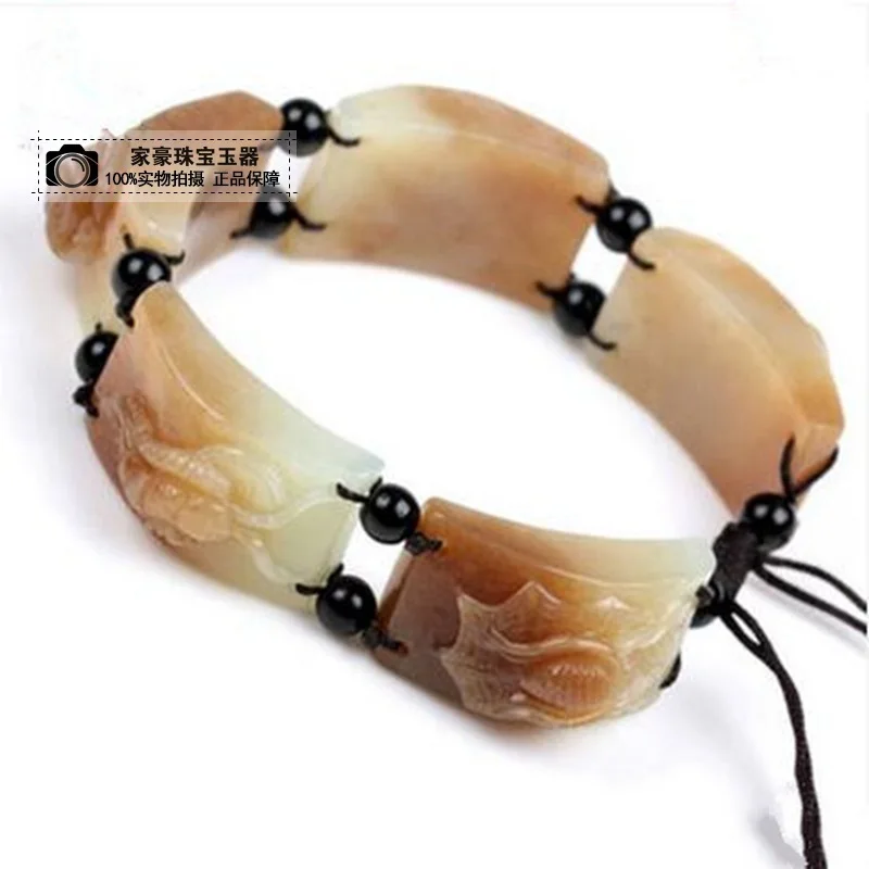 Hetian Sugar Jade Poison Five Blessing Bracelet Domineering Men