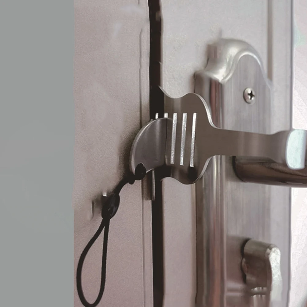 

1 Set Guitar Shaped Metal Security Door Lock Extra Lock For Apartment Hotel Bathroom Portable Travel Device Doorstop