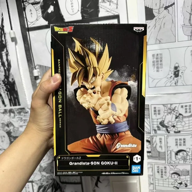 В наличии: Bandai BANPRESTO Gifts Grandista Dragon Ball Z Son Goku SSJ II, аниме-фигурки, модели игрушек, настольные украшения, подарки.