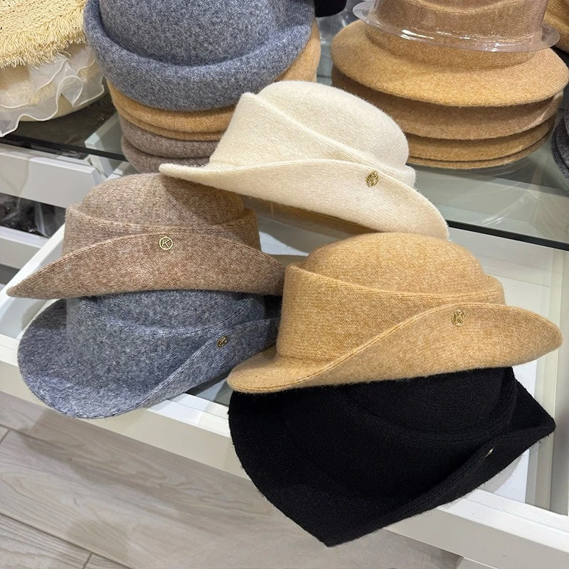 

Chapeau en laine à la mode de l'année 2025, style Hepburn, pour femmes, capeline anglaise élégante pour l'automne et l'hiver.