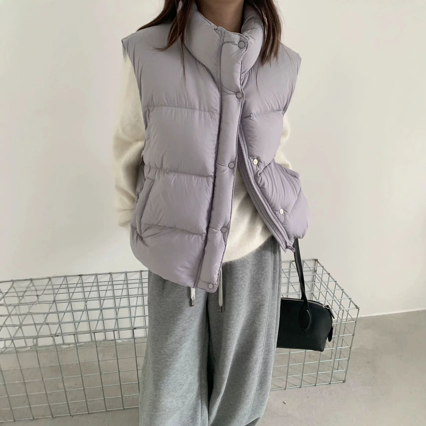 Autumn and Winter New Women's Down Vest Windproof High Neck Commuting Vest