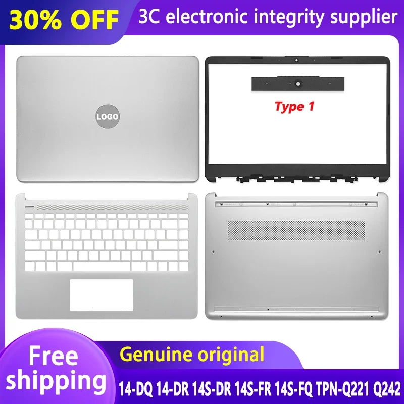 

NEW For HP 14-DQ 14S-DR 14S-FR 14S-FQ TPN-Q221 TPN-Q242 LCD Back Cover/Front Bezel Hinges/Bottom Case Shell Replacement Silver