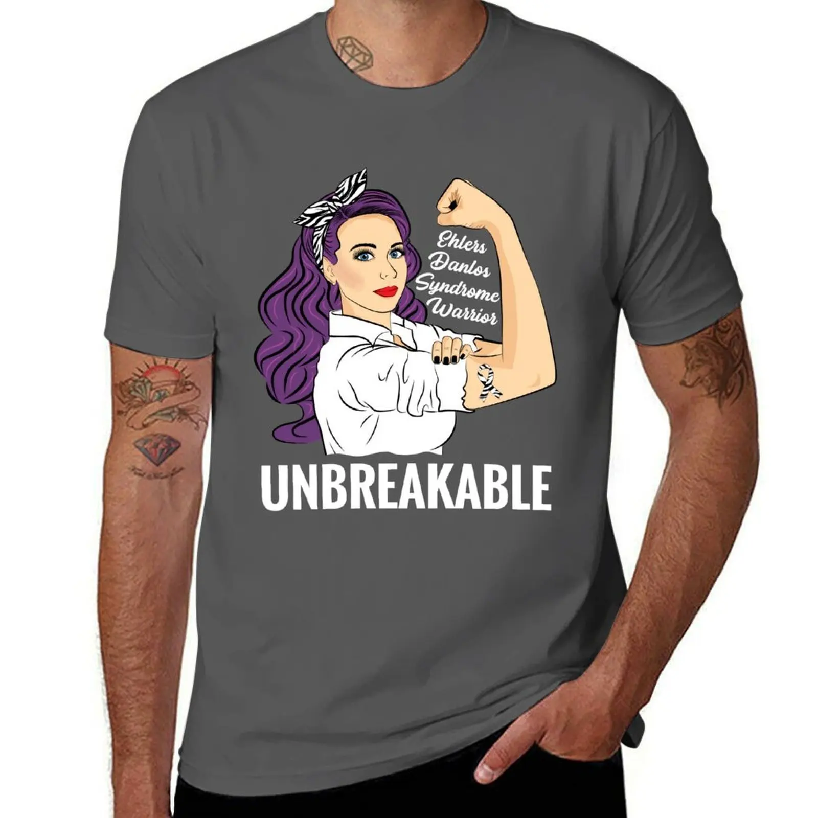 Ehlers Danlos Syndrome Awareness EDS Warrior Unbreakable T-Shirt Work Duty Casual T-Shirt