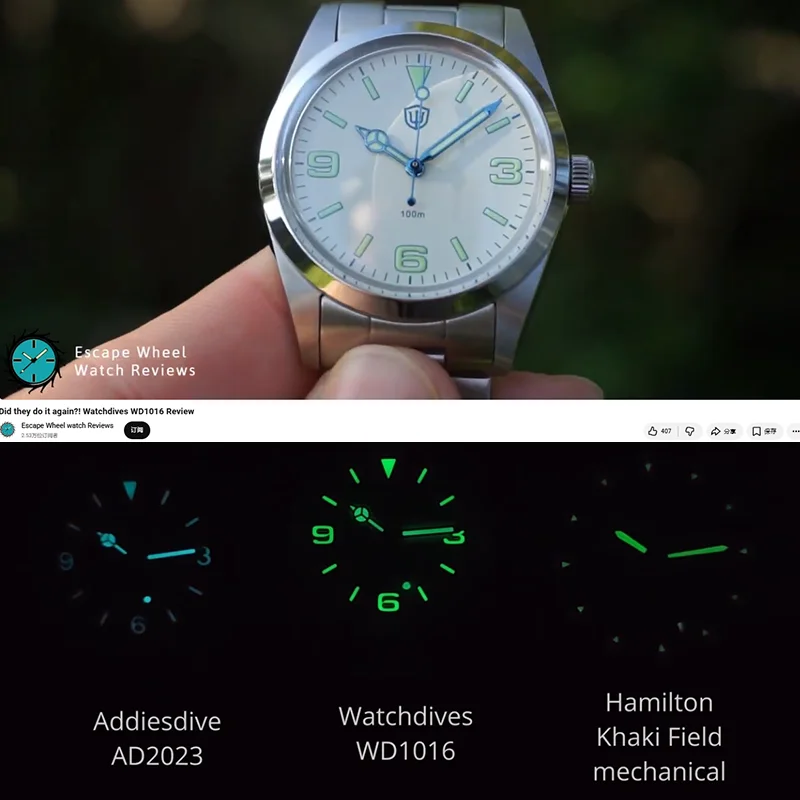 Watchdives WD1016 V3 36Mm/39Mm Slim Field Watch VH31 Sweep Quartz Bgw9 Luminous AR Sapphire 100M Waterproof  Men Wristwatch