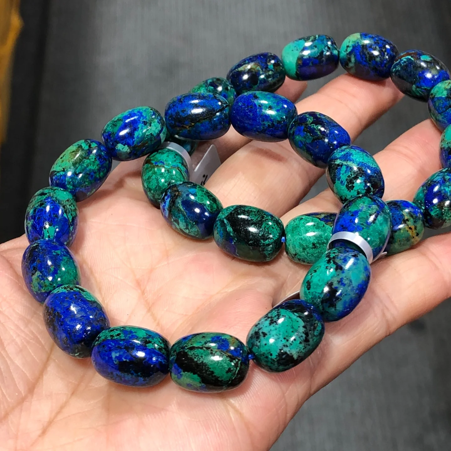 1 Pc Fengbaowu Natural Azurite Bracelet 11x16MM Barrel Beads Reiki Healing Stone Fashion Jewelry Gift For Women Men