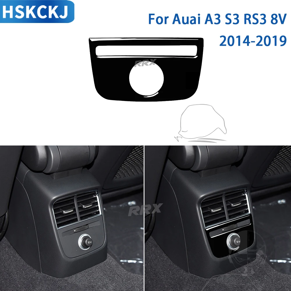 For Audi A3 S3 RS3 8V 2014 2015 2016 2017 2018 2019 Car Accessories Interior Rear Central Console Panel Sticker Modification