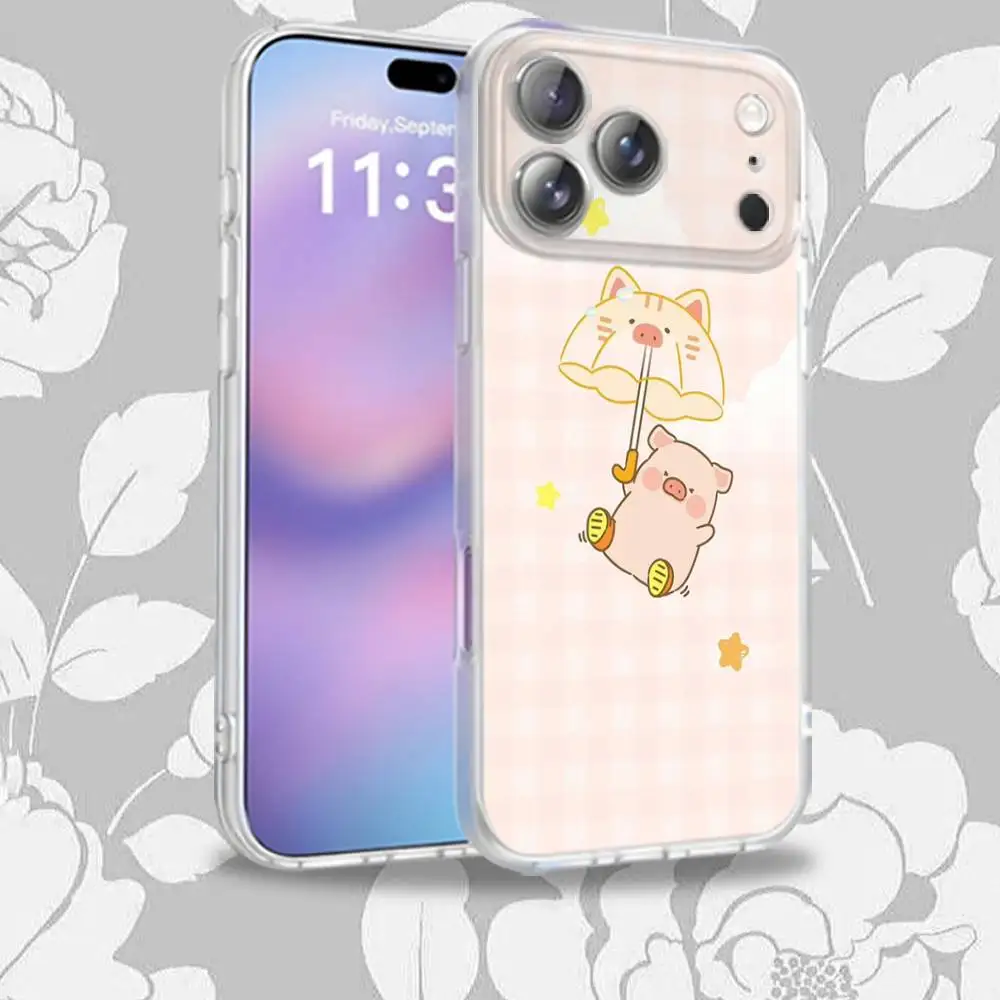 L-LuLu Chubby Cute Pig Phone Case Para iPhone 16,14,11,17,13,15,12,Air,Plus,Pro,Max,E,Mini Frosted para MagSafe Magnético