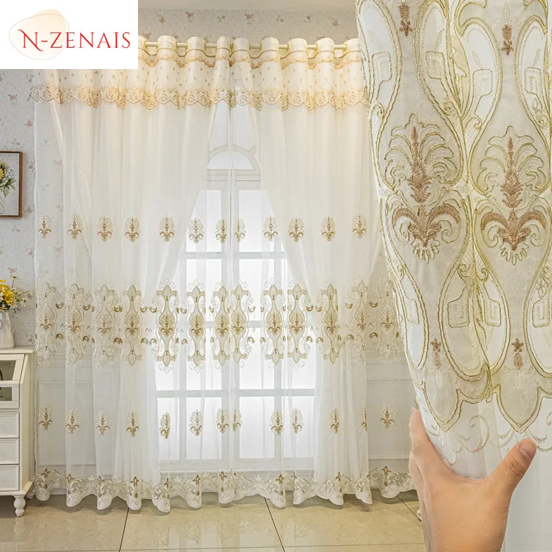Luxury Simple European Embroidery Double-layer Yarn Is Light-transmitting and Impermeable To People Custom Size Elegant Decor