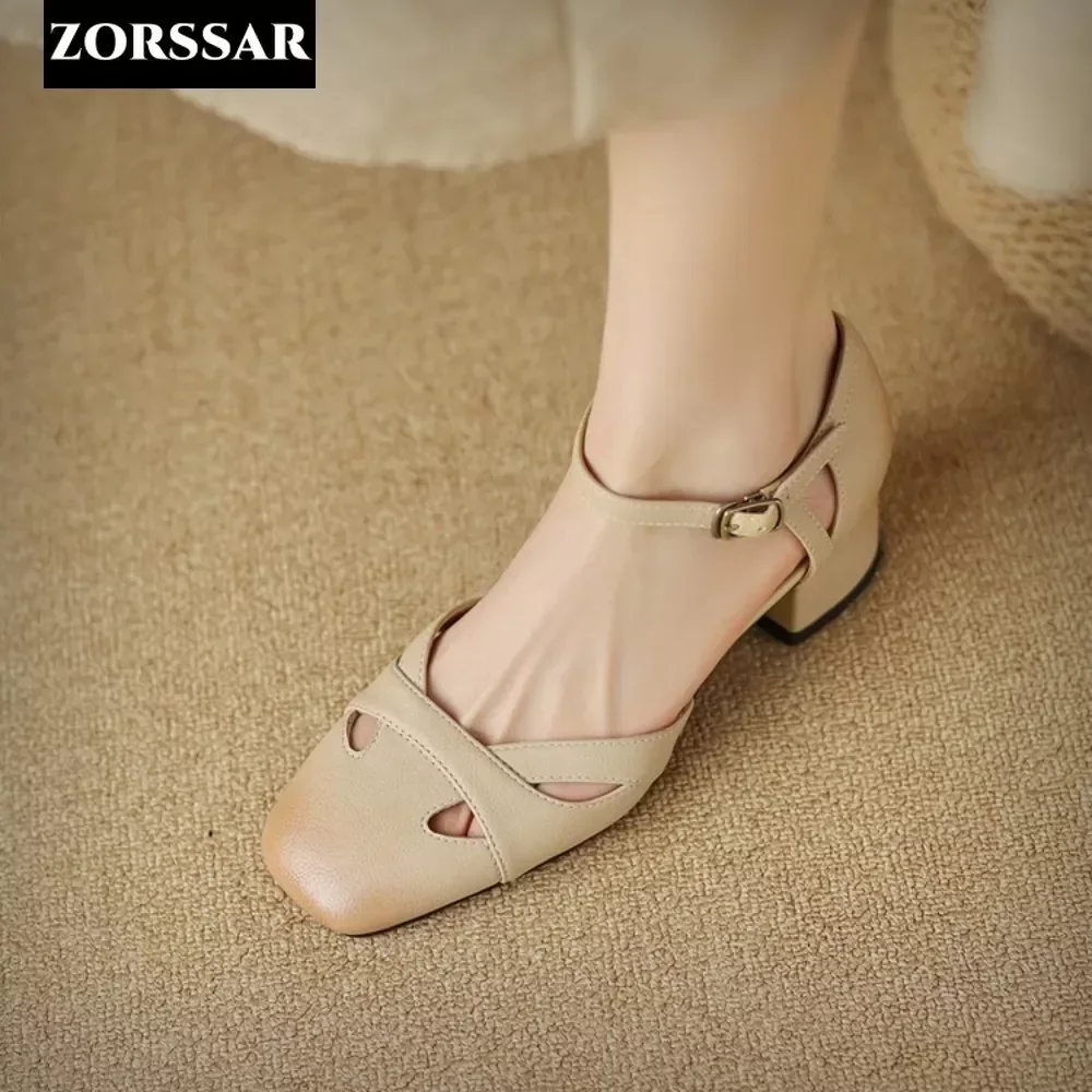 Baotou Sommer Casual Damen Sandalen Mode Damen Gummiband Niedriger Absatz Damen Flacher Mund Party Schuhe Quadratischer Absatz Sandalen