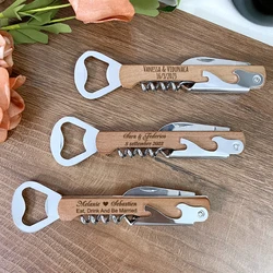 Wedding Gifts for Guests Personalized Wine Corkscrew Bottle Opener Wedding Souvenirs Party Favors Customized Wooden Wine Openers
