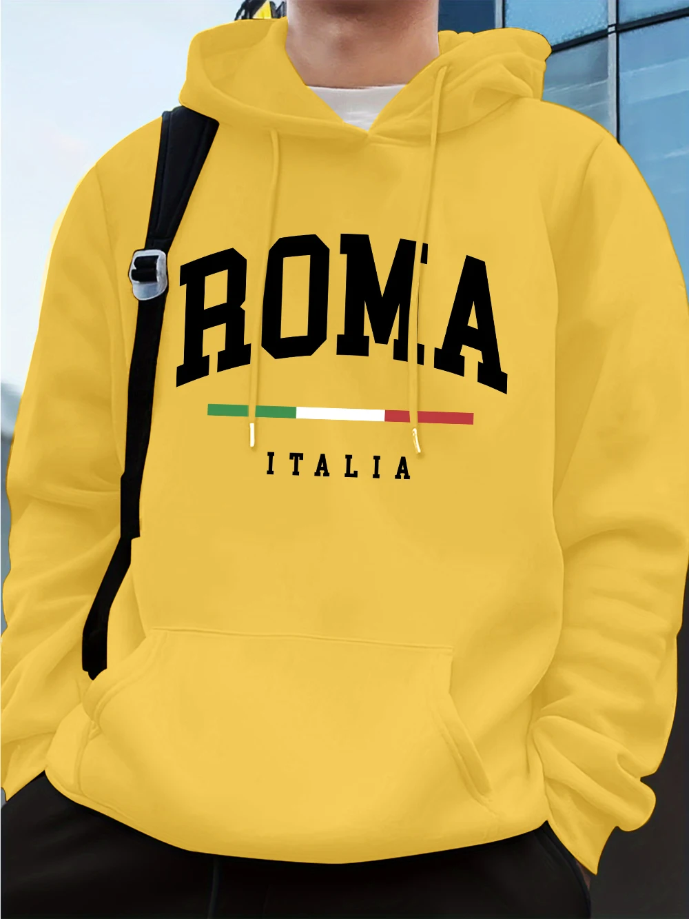 

Roma Italia мужские толстовки с буквенным принтом, зимние толстовки с карманами, модные флисовые теплые пуловеры большого размера, повседневная мужская одежда