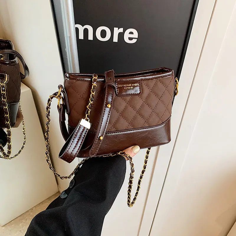 

JIAERDI Diamond Pattern Chain Handheld Bucket Bag Women Patchwork Large Capacity Shoulder Bag Ladies Luxury Crossbody Bags 2025