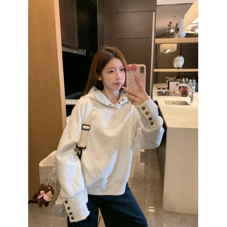 Gaganight Women Loose Hooded Long Sleeved Sweatshirt 2024 Women's Autumn New Fashionable Unique Chic Top Hoodie Jacket Female