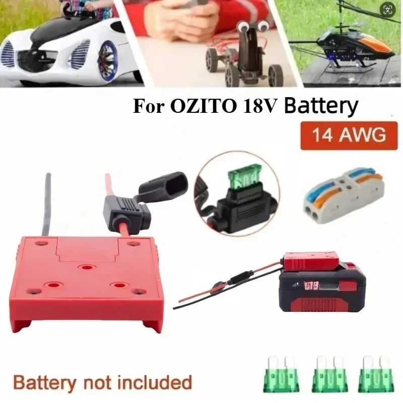 DIY Battery Power Wheels Adapter Connector for OZITO 18V Li-ion Battery with Switch 14 AWG for Power Wheels Upgrade
