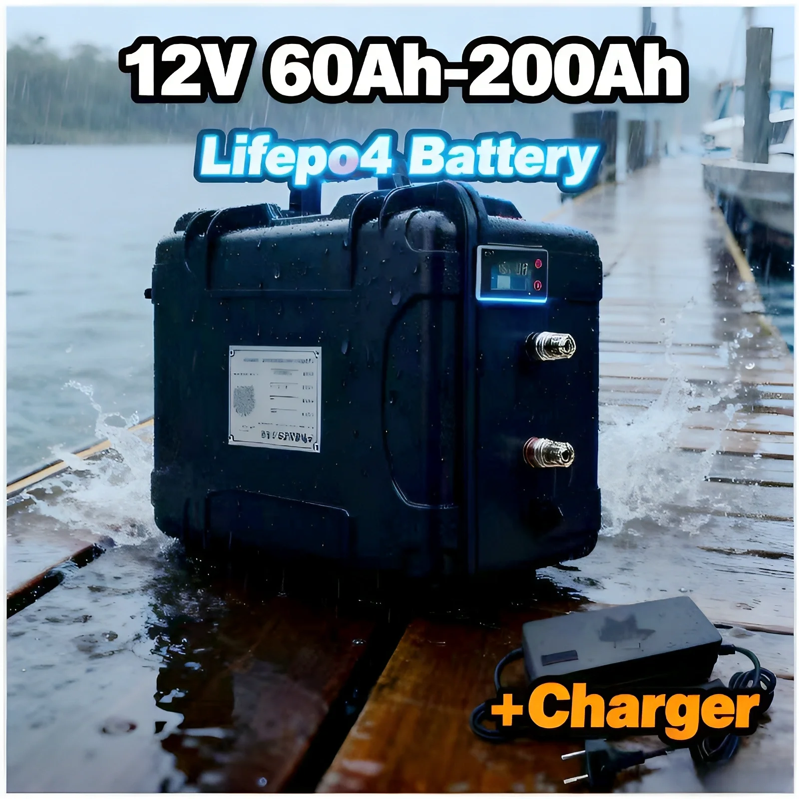 12V High-Efficiency LiFePO4 Battery (Protective BMS) – 12-120Ah Multi-Range Capacity | Solar Panel Charging & Outdoor Motor Ope