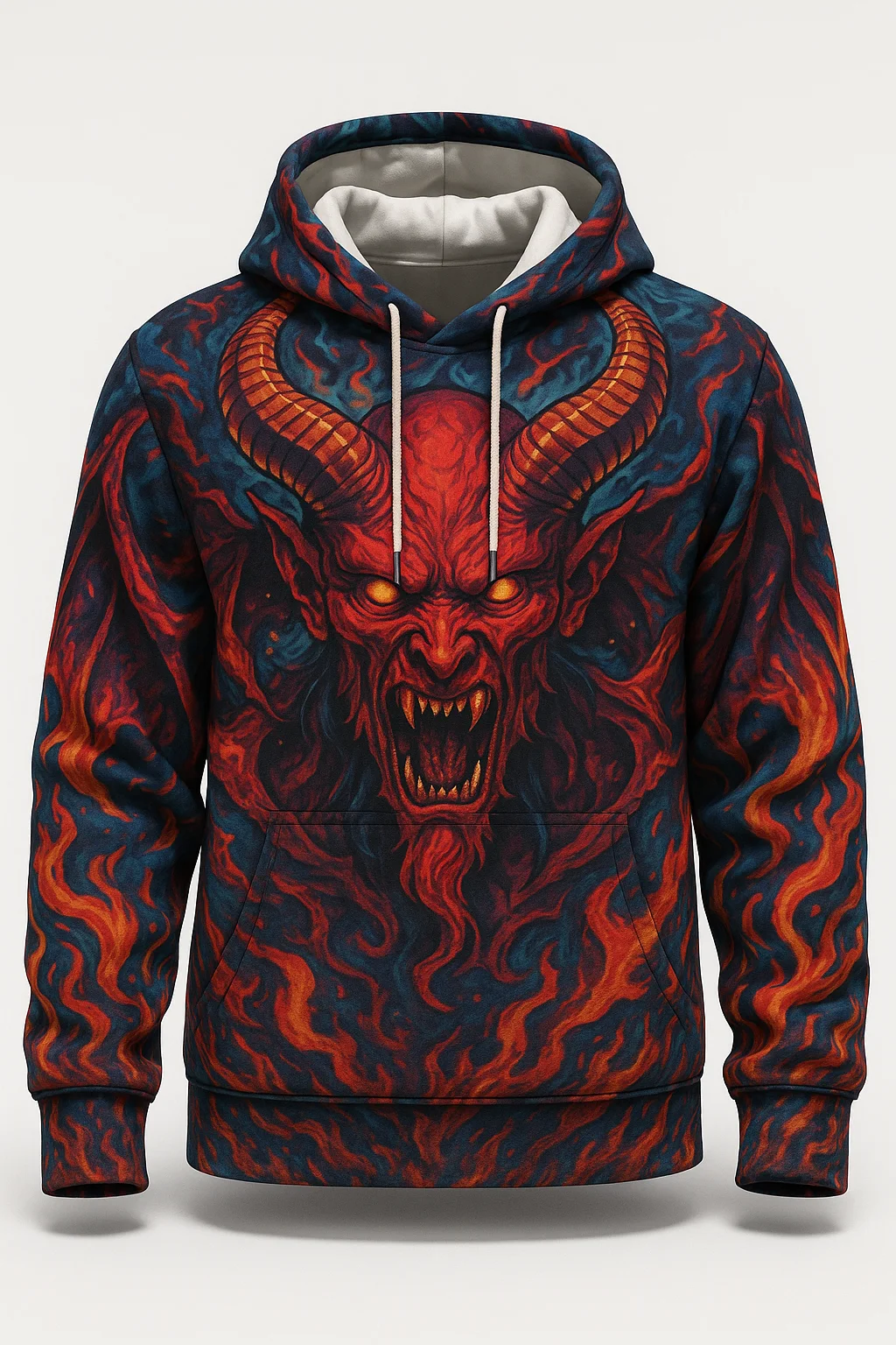 New 3D Printed Mysterious Gothic Devil Style Horror Printed Pattern Casual Hoodie Trendy Cool Top Pullover With Soft Textu