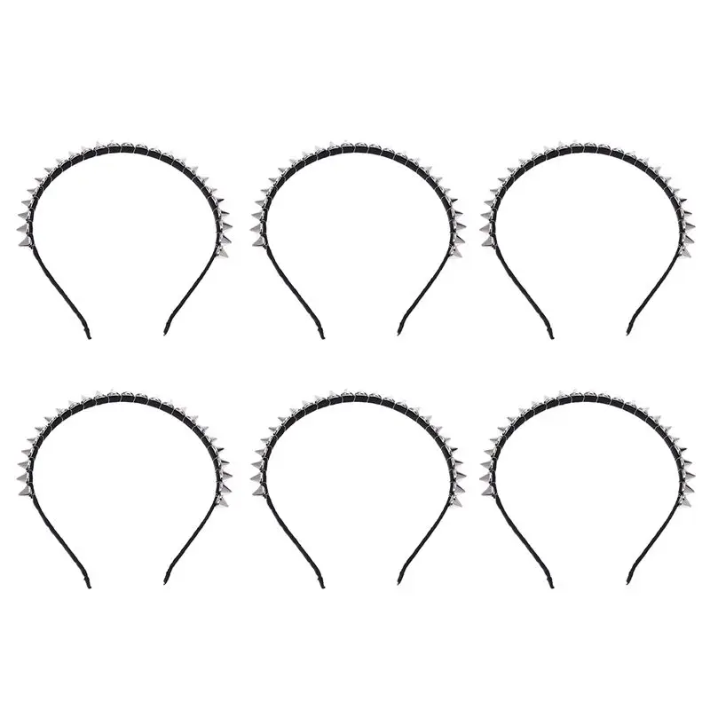 【EXCLUSIVE】6X Silver Color Metal Stud Rivet Spike Headband Hair Head Band Aliceband Punk Girl
