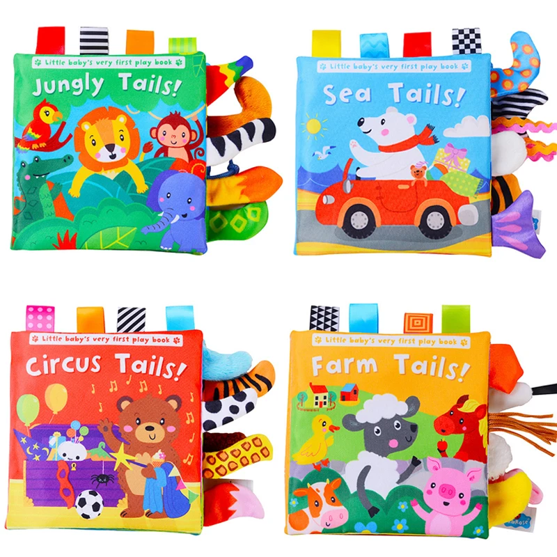 Animal Tail Cloth Book Tear Can Bite Pop-up Book Educational Enlightenment Early Education Infant Cognitive Toys 0-3 Years Old